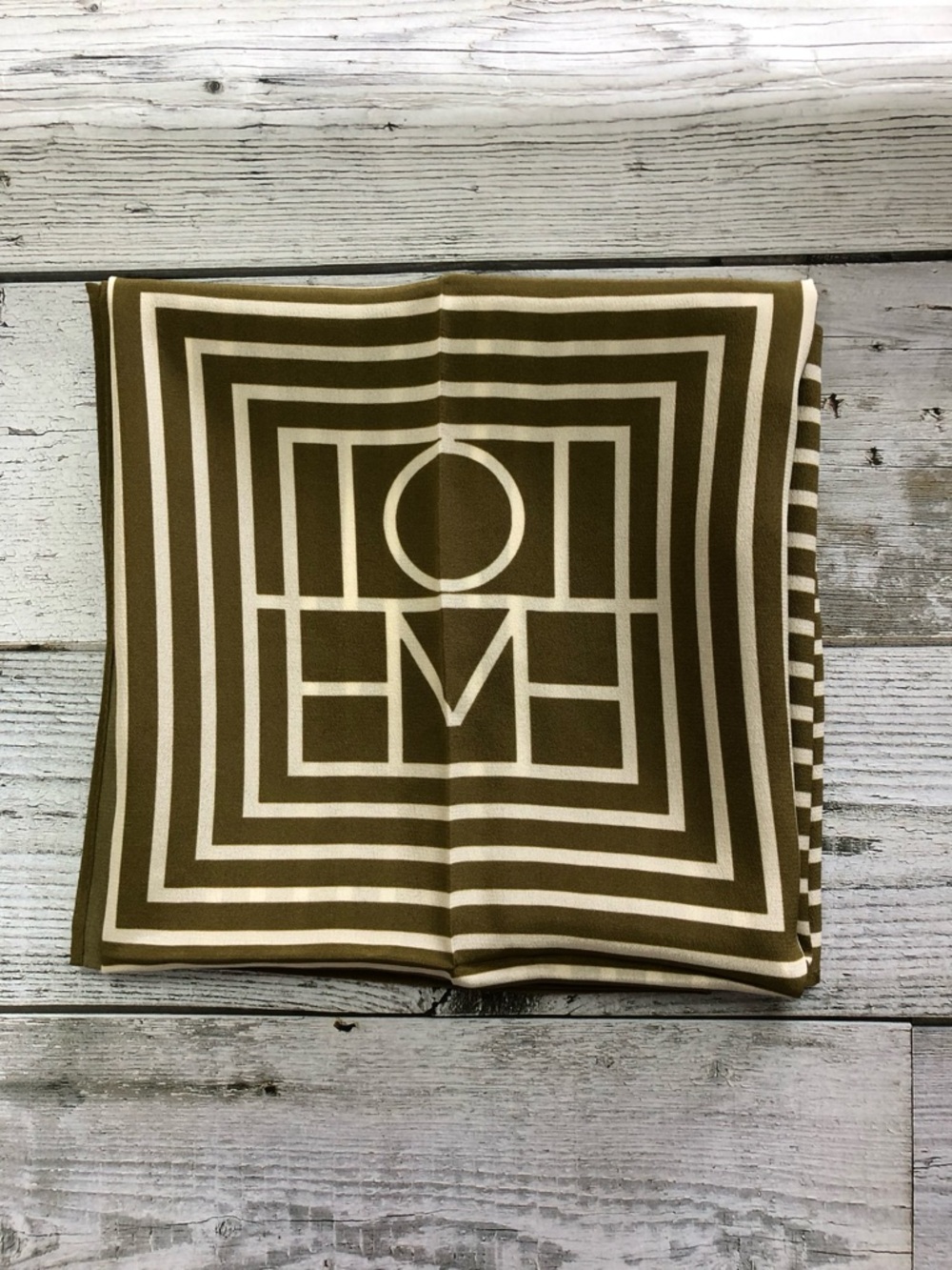 Toteme Olive and Cream Striped Square Scarf - Picture 2 of 7